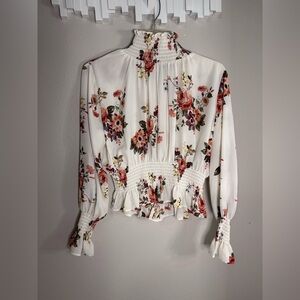 Chic Floral High-Neck Blouse
